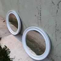 Coppia specchi ovali vintage cornice bianca