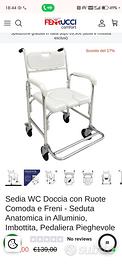 Sedia WC doccia con ruote