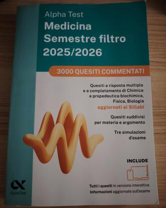 Libro Alpha Test medicina per semestre filtro 
