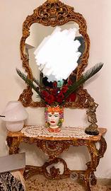 Splendida console e specchiera in stile Barocco