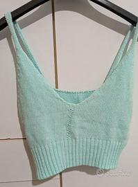 Crop top cotone/acrilico color menta