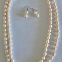 Collana di perle di fiume con orecchini