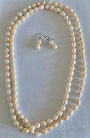 Collana di perle di fiume con orecchini