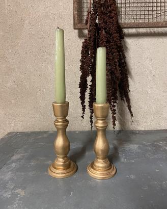 Coppia candelieri in legno