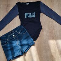 Completo pantaloncini jeans e body Everlast 12/13