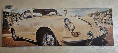 Quadro Tela Porsche 356 d'Epoca 140x47 cm
