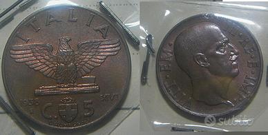 Moneta 5 Centesimi 1938 Fdc