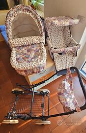 set carrozzina, passeggino, borsa e telaio con ruo
