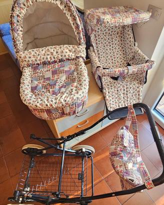 set carrozzina, passeggino, borsa e telaio con ruo