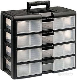 Cassettiera Trasportabile Store-age 4 Cassetti - Con Maniglia, Divisori, Chiusura Sicura, 39x20x33 Cm