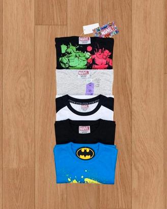 🦸Lotto magliette Marvel Batman 6-8 / NUOVE🦸