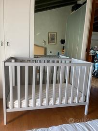 Lettino Ikea SUNDVIK grigio + materasso e rete