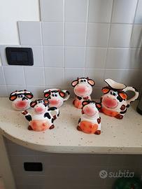 Set 6 Mucche in ceramica