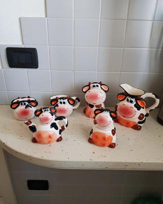 Set 6 Mucche in ceramica
