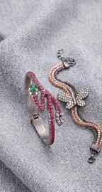 set di 2 braccialetti vintage con farfalla e serpe