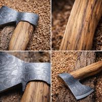 Ascia artigianale incisa – manico in acacia