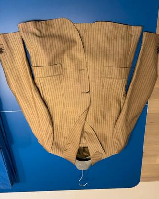 2 abiti elegante Uomo gessato marrone / blu chiaro