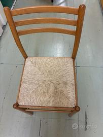 6 sedie con paglia intrecciata legno chiaro