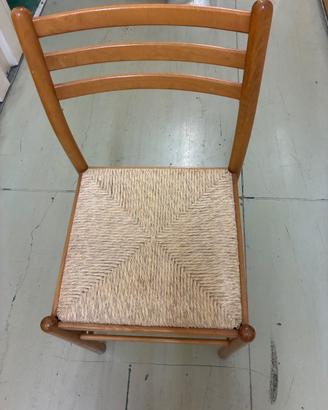 6 sedie con paglia intrecciata legno chiaro