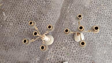 Candelabri con Base di Marmo e Ottone – Set di 2