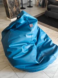 XXL Puff, Tessuto ecopelle, Doppio Ripunte, Blu, 9