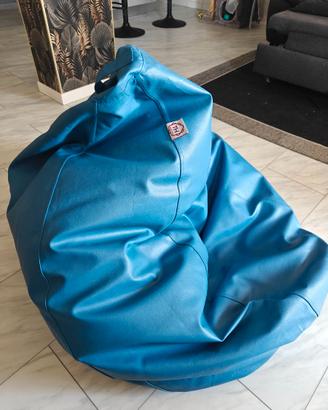 XXL Puff, Tessuto ecopelle, Doppio Ripunte, Blu, 9