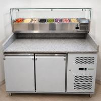 Banco pizza refrigerato 2 porte con piano in grani
