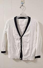 Maglione cardigan lavorato a maglia bianco da donn