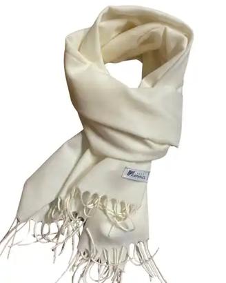 sciarpa bianca in tessuto pura lana superfine