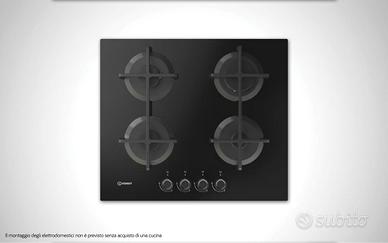 Indesit piano cottura a gas in vetro nero