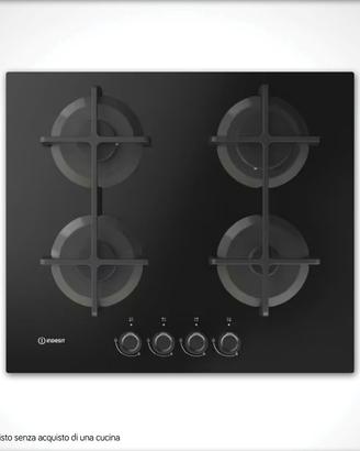Indesit piano cottura a gas in vetro nero