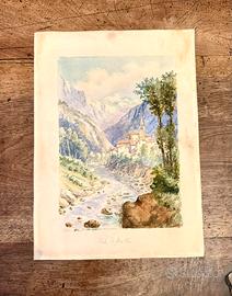 Acquerello su carta anni ‘30 / ‘40 Firma Vercelli
