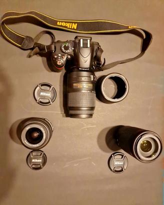 Nikon D3200(solo 8670 scatti) + kit 3 obiettivi