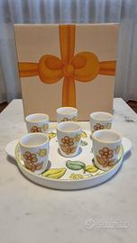 set liquore vassoietto con 6 bicchieri thun