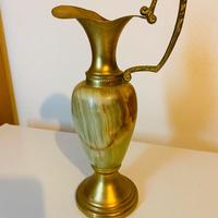 Brocca / vaso in pietra di onice e ottone vintage