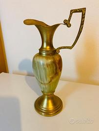 Brocca / vaso in pietra di onice e ottone vintage
