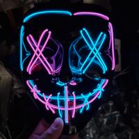 maschera halloween neon blu rosa pile incluse