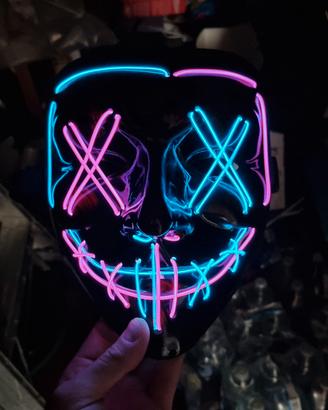 maschera halloween neon blu rosa pile incluse