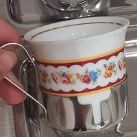 Set 12 tazzine caffè porcellana e acciaio inox