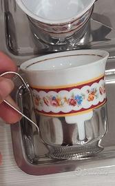 Set 12 tazzine caffè porcellana e acciaio inox