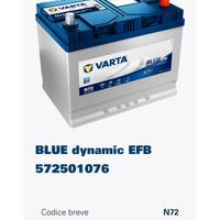 Batteria auto VARTA 12V EFB 72Ah 760A Start&Stop