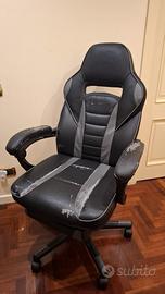 Sedia da Gaming pelle Nera, Reclinabile