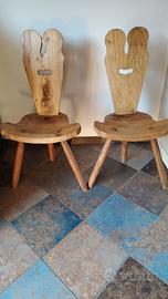 Sedie brutaliste anni 60 legno massello 