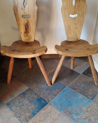 Sedie brutaliste anni 60 legno massello 