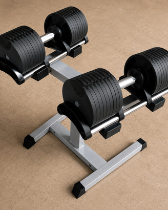 Coppia Manubri Regolabili 32 kg + Stand Supporto