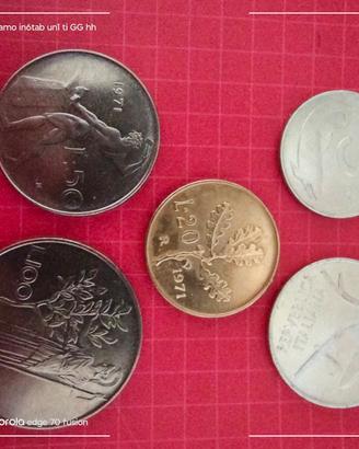 5 monete in lire italiane del 1971
