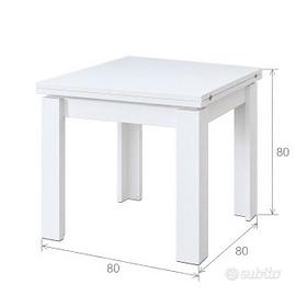 tavolo bianco 80x80 allungabile 