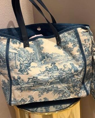borsa in tessuto fantasia toile de jouy