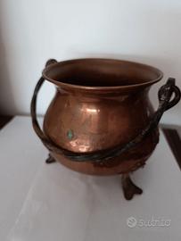 Paiolo in Rame con Piedini e Manico Ferro - Vintag
