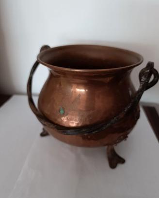 Paiolo in Rame con Piedini e Manico Ferro - Vintag